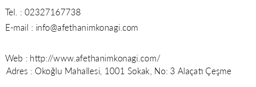 Afet Hanm Kona telefon numaralar, faks, e-mail, posta adresi ve iletiim bilgileri